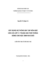 Xây dựng hệ thống bài tập hóa học hữu cơ lớp 11 trung học phổ thông dùng cho học sinh khá giỏi