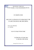 Khả năng tự đánh giá các phẩm chất ý chí của học sinh trung học phổ thông