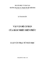 Vài vấn đề cơ bản của hàm nhiều biến phức