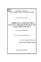 Nghiên cứu cải tiến kỹ thuật sản xuất và bảo quản để nâng cao chất lượng nem chua