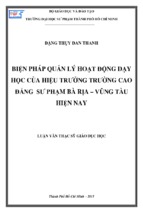 Biện pháp quản lý hoạt động dạy học của hiệu trưởng trường cao đẳng sư phạm bà rịa – vũng tàu hiện nay