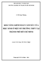 Khả năng kiểm soát cảm xúc của học sinh ở một số trường thpt tại thành phố hồ chí minh