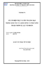 Yếu tố hiện thực và yếu tố lãng mạn trong sáng tác của khái hưng và nhất linh thuộc nhóm tự lục văn đoàn