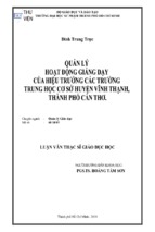 Quản lý hoạt động giảng dạy của ht các trường thcs huyện vĩnh thạnh, thành phố cần thơ