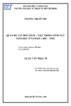 Quan hệ văn hóa pháp – việt trong lĩnh vực giáo dục ở nam kỳ ( 1867 – 1945)