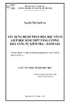 Xây dựng bộ đề phần hóa học vô cơ giúp học sinh thpt tăng cường khả năng tự kiểm tra – đánh giá