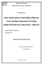 Thực trạng quản lý hoạt động giảng dạy ở các trường trung học phổ thông thành phố vũng tàu, tỉnh bà rịa – vũng tàu