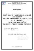 Thực trạng và biện pháp quản lí việc đổi mới phương pháp giảng dạy tiếng anh ở các trường trung học phổ thông tại quận 6 thành phố hồ chí minh