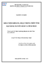 Khái niệm khoảng, đoạn trong phép tính đạo hàm, nguyên hàm và tích phân