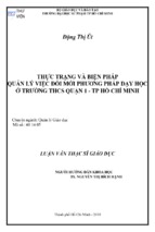 Thực trạng và biện pháp quản lý việc đổi mới phương pháp dạy học ở trường thcs quận 1   tp hồ chí minh