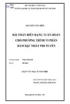 Bài toán biên dạng tuần hoàn cho phương trình vi phân hàm bậc nhất phi tuyến