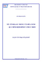 Yếu tố melayu trong văn hóa chăm   quá trình định hình và phát triển