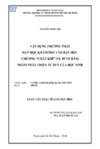 Vận dụng phương pháp dạy học khám phá vào dạy học chương “chất khí” (vl 10 cơ bản) nhằm phát triển tư duy của học sinh