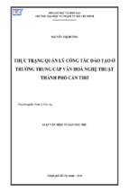 Thực trạng quản lý công tác đào tạo ở trường trung cấp văn hoá nghệ thuật thành phố cần thơ