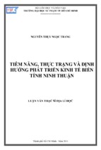 Tiềm năng, thực trạng và định hướng phát triển kinh tế biển tỉnh ninh thuận