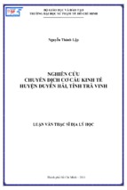 Nghiên cứu chuyển dịch cơ cấu kinh tế huyện duyên hải, tỉnh trà vinh