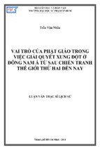 Vai trò của phật giáo trong việc giải quyết xung đột ở đông nam á từ sau chiến tranh thế giới thứ hai đến nay