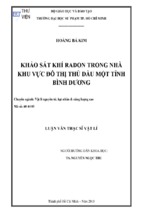 Khảo sát khí radon trong nhà khu vực đô thị thủ dầu một tỉnh bình dương