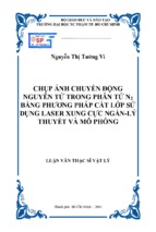 Chụp ảnh chuyển động nguyên tử trong phân tử n2 bằng phương pháp cắt lớp sử dụng laser xung cực ngắn lý thuyết và mô phỏng