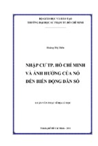 Nhập cư tp. hồ chí minh và ảnh hưởng của nó đến biến động dân số