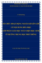 Tổ chức hoạt động ngoài giờ lên lớp có nội dung hóa học góp phần giáo dục toàn diện học sinh ở trường trung học phổ thông