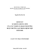 Khảo sát sự kháng kháng sinh của các vi khuẩn gram âm đường ruột thường gặp trong bệnh viện sinh esbl