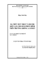 đa thức duy nhất và bi urs kiểu (1,n) cho hàm phân hình trên trường không acsimet