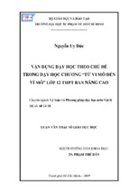 Vận dụng dạy học theo chủ đề trong dạy học chương “từ vi mô đến vĩ mô” lớp 12 thpt ban nâng cao