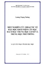 Một nghiên cứu didactic về dạy học khái niệm căn bậc  hai ở bậc trung học cơ sở và trung học phổ thông