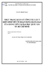 Thực trạng quản lý công tác lấy ý kiến sinh viên về hoạt động giảng dạy của giảng viên tại đại học quốc gia tp. hồ chí minh