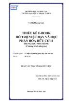 Thiết kế e book hỗ trợ việc dạy và học phần hóa hữu cơ 11 trung học phổ thông (chương trình nâng cao)