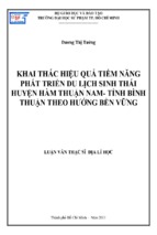 Khai thác hiệu quả tiềm năng phát triển du lịch sinh thái huyện hàm thuận nam  tỉnh bình thuận theo hướng bền vững