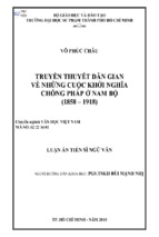 Truyền thuyết dân gian về những cuộc khởi nghĩa chống pháp ở nam bộ (1858 – 1918)