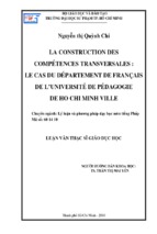 La construction des compétences transversales  le cas du département de français de l’université de pédagogie de ho chi minh ville