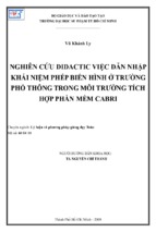 Nghiên cứu didactic việc dẫn nhập khái niệm phép biến hình ở trường phổ thông trong môi trường tích hợp phần mềm cabri