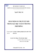 Khái niệm giá trị tuyệt đối trong dạy học toán ở trường phổthông