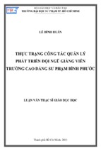 Thực trạng công tác quản lý phát triển đội ngũ giảng viên trường cao đẳng sư phạm bình phước