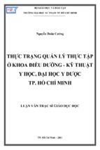 Thực trạng quản lý thực tập ở khoa điều dưỡng   kỹ thuật y học, đại học y dược tp. hồ chí minh