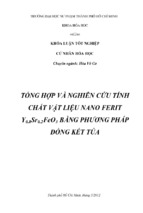 Tổng hợp và nghiên cứu tính chất vật liệu nano ferit y0.8sr0.2feo3 bằng phương pháp đồng kết tủa