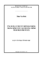 ứng dụng lí thuyết điểm bất động trong hình nón vào phương trình tích phân phi tuyến