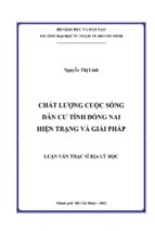 Chất lượng cuộc sống dân cư tỉnh đồng nai hiện trạng và giải pháp