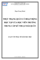 Thực trạng quản lý hoạt động học tập của học viên trường trung cấp kỹ thuật hải quân