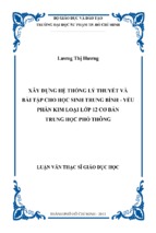 Xây dựng hệ thống lý thuyết và bài tập cho học sinh trung bình   yếu phần kim loại lớp 12 cơ bản trung học phổ thông