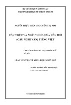 Cấu trúc và ngữ nghĩa của câu hỏi (câu nghi vấn) tiếng việt