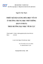 Thiết kế bài giảng hóa học vô cơ ở trường trung học phổ thông (ban cơ bản) theo hướng dạy học tích cực