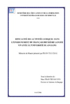 Efficacité des activités ludiques dans l’enseignement du français deuxième langue vivante à l’université de angiang