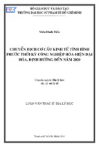 Chuyển dịch cơ cấu kinh tế tỉnh bình phước thời kỳ công nghiệp hoá–hiện đại hoá