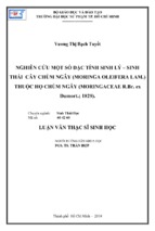 Nghiên cứu một số đặc tính sinh lý – sinh thái cây chùm ngây (moringa oleifera lam.) thuộc họ chùm ngây (moringaceae r.br. ex dumort.; 1829).