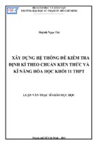 Xây dựng hệ thống đề kiểm tra định kì theo chuẩn kiến thức và kĩ năng hóa học khối 11 thpt