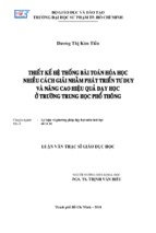 Thiết kế hệ thống bài toán hóa học nhiều cách giải nhằm phát triển tư duy và nâng cao hiệu quả dạy học ở trường trung học phổ thông”